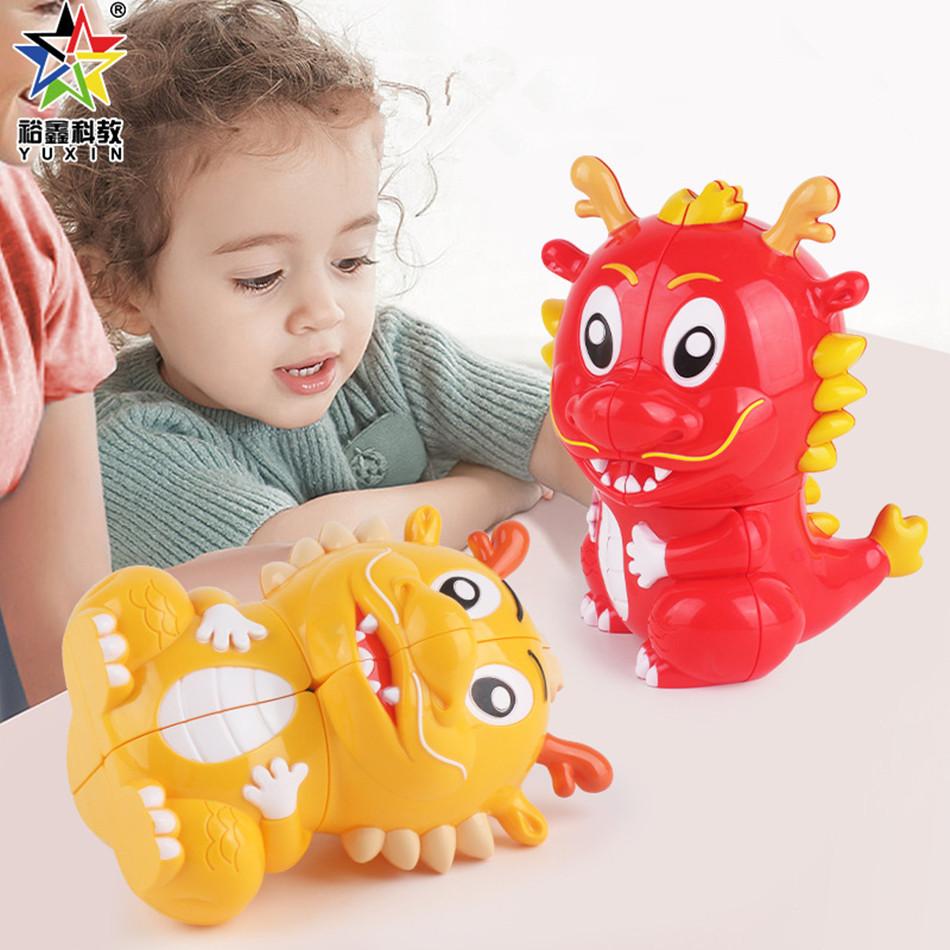 Yuxin Idea Fun Волшебный куб Дракон 2x2 Дизайн Мультяшное Животное 2x2 Волшебный куб Скоростной Обучающая Головоломка Кубо Магико Игрушка Подарки