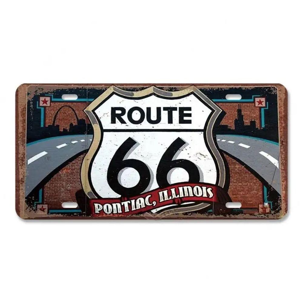 Сувенирный номерной знак Route 66, Винтажная металлическая автомобильная табличка 15x30см