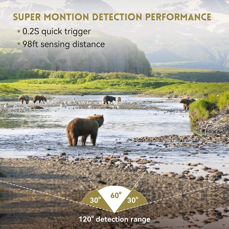 2025 Солнечная камера для дикой природы 50 МП 4K видео Камера слежения Ночное видение 0,3 с Активация движением Водонепроницаемая садовая камера Наружное наблюдение за охотой