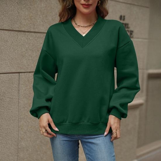 Women's V Neck Oversized Sweatshirts Fleece Long Sleeve Pullover Top