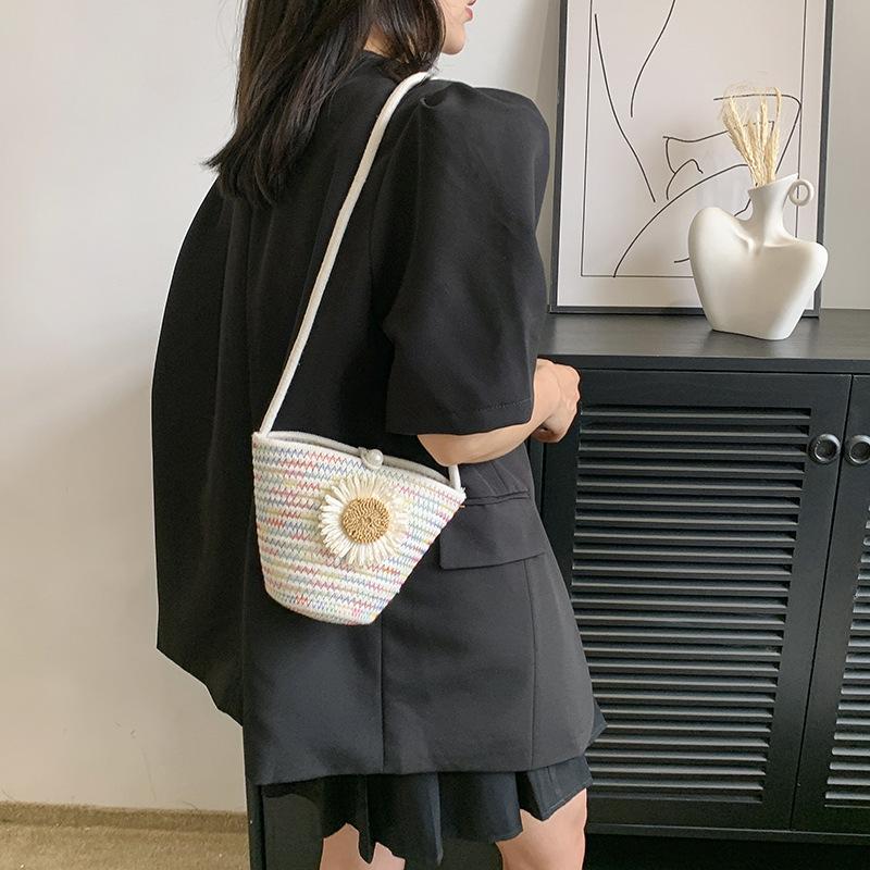 Хлопковая нить Бохо сумка Модная вязаная сумка через плечо Плетеная сумка-корзина крючком для женщин Повседневная летняя сумка через плечо ARI