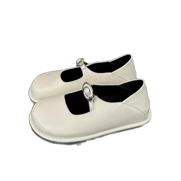One Word with Small Fragrant Wind Shallow Mouth Mary Jane Shoes Women's Summer 2025 New Casual Breathable Soft Sole Big Head Single Shoes