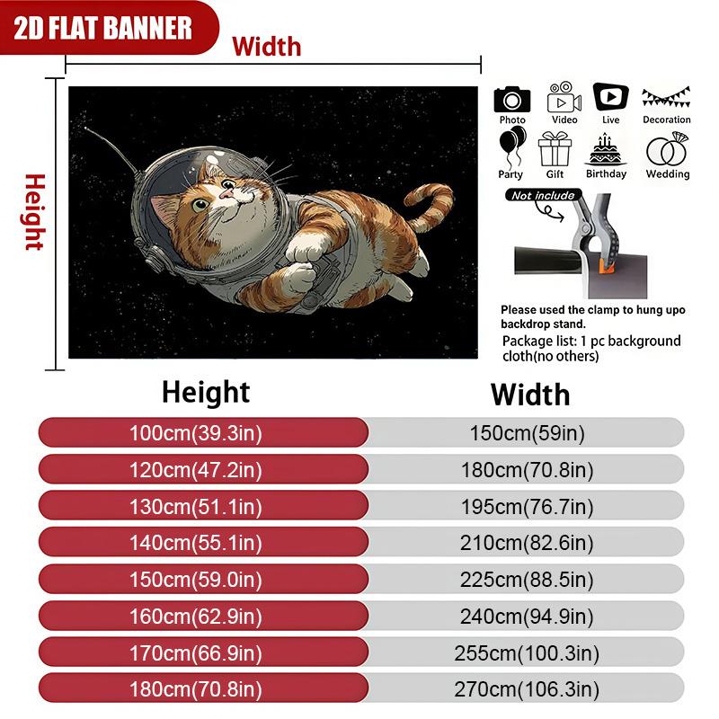 Гобелен "Кот-астронавт" Милый рыжий полосатый кот в скафандре, парящий среди звезд 2D Арт Настенное панно для декора спальни или общежития