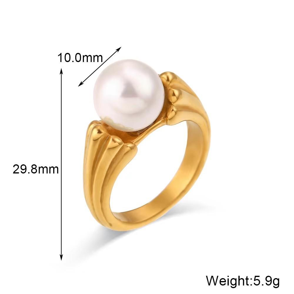 Геометрическое Цветочное Кольцо с Позолотой 18K, Имитацией Жемчуга и Фианитами