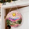 Atmosphere Enhancing Wall Decor Stained Glass Style Acrylic Window Hanging, Tree of Life & Winter Forest Double Sided Printed Ornament Round