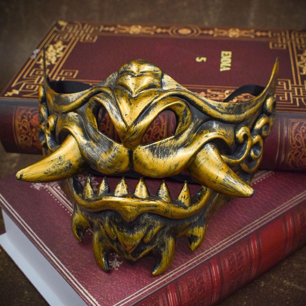 Spooky Cosplay Red Prajna Mask Dress Up Japanese Mask Toy Samurai Cosplay Mask Halloween