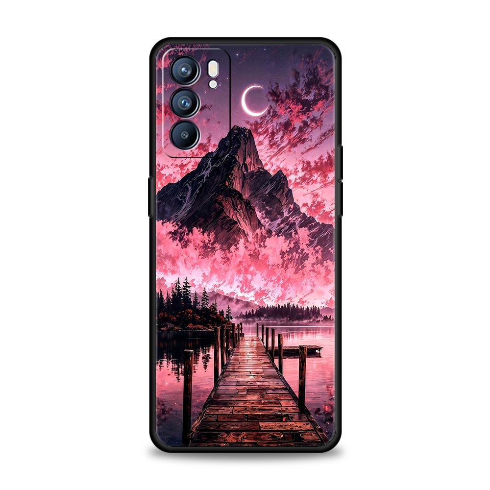 Розовый закат в горах Чехол для телефона для Oppo A17 A31 A54 A57 A78 A79 A98 Find X5 X6 Reno 6 7 8 10 11 12 13 F Pro 5G Мягкий чехол из ТПУ