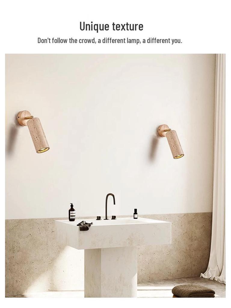 Желтый травертиновый настенный светильник в стиле ваби-саби для спальни, внутреннего двора или балкона - Водонепроницаемый уличный светильник.