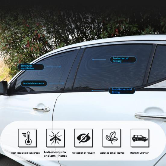 1 Set Car Sunshade Universal Privacy Mosquito Net for Window Protection