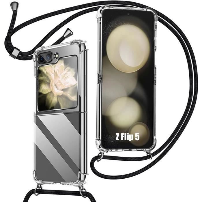 Coque de protection - BOOLING - pour Samsung Galaxy Z Flip 5 - TPU AntiChoc - Transparent Noir - Souple
