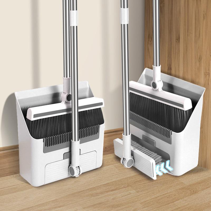 Набор веник и совок, щетка для пола, для помещений, не прилипает волос, длинная ручка, утолщенный веник со стоячим совком, комбинированный набор, инструменты для уборки дома
