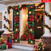 Merry Christmas Porch Sign Flowers Holly Leaves Balls 1 Pair Indoor Outdoor Decor