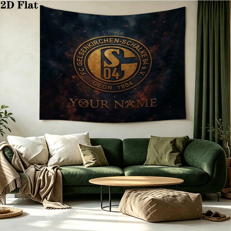 Custom Name Schalke Printed Tapestry – Wall Hanging for Bedrooms, Dorms, and Home Decor