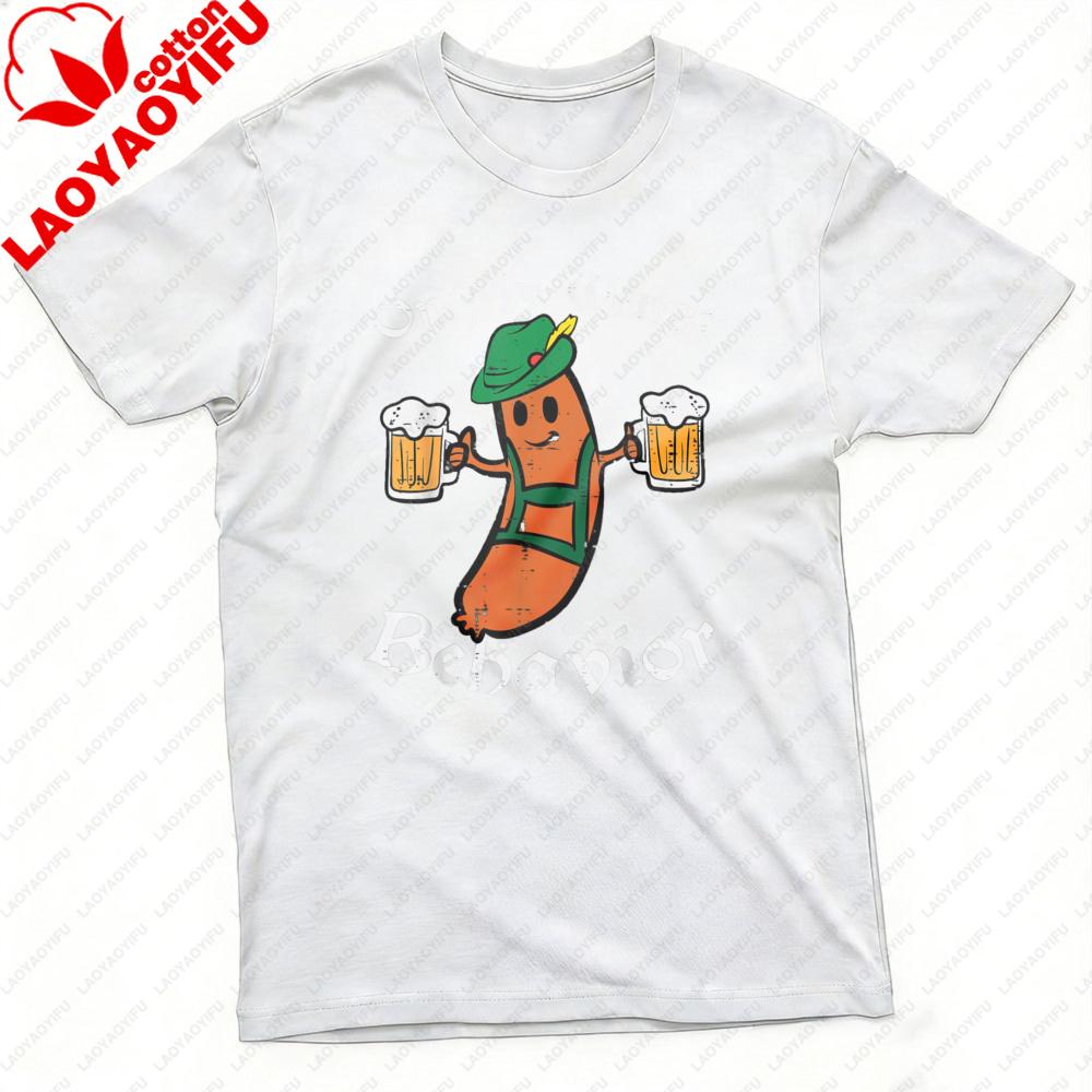 On My Wurst Behavior Oktoberfest Sausage Beer Design T Shirt Men TShirt Cotton Summer Short Sleeve Casual Fashion Tops