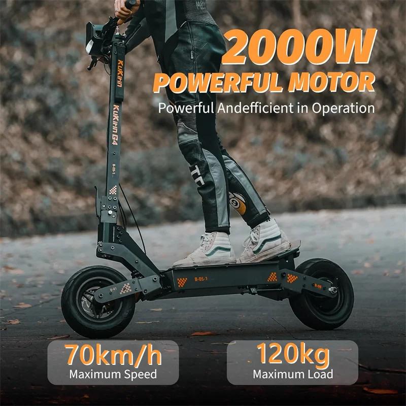 Склад в ЕС Электросамокат KuKirin G4 2000 Вт Мотор 60 В 20 Ач Аккумулятор 75 км Максимальный запас хода 70 км/ч Максимальная скорость 11" Внедорожные вакуумные шины