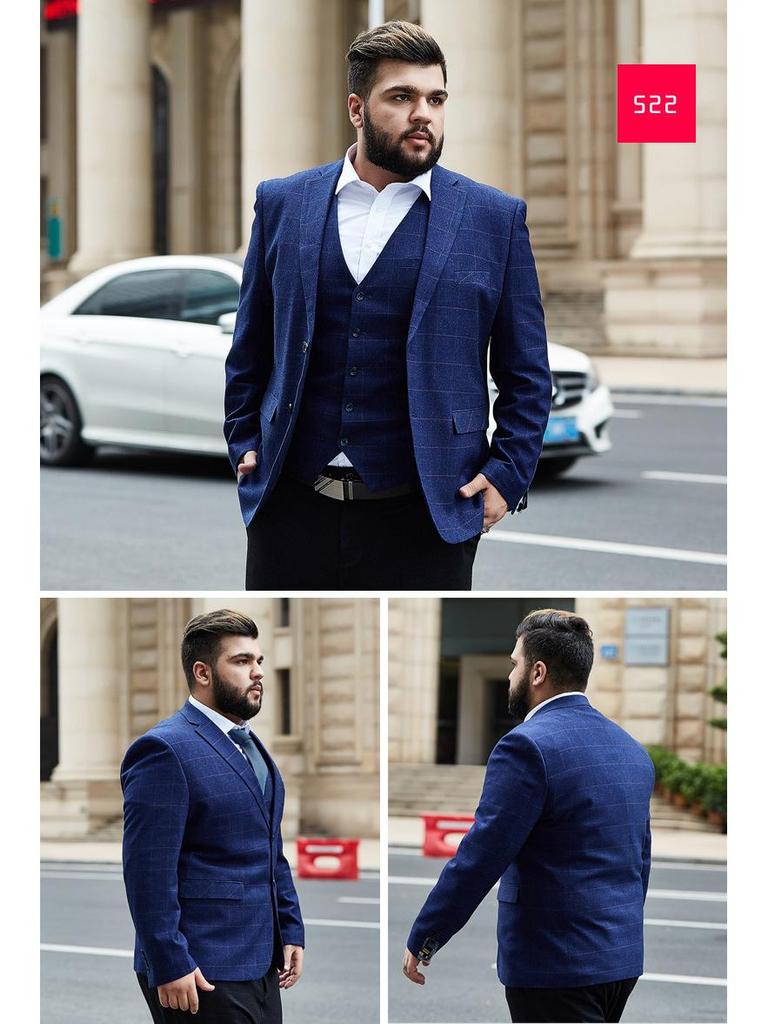 Мужской клетчатый костюм большого размера для свадеб и повседневных мероприятий