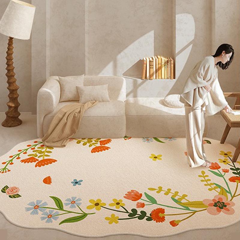 Carpet for Living Room Large Size Flower Shaped Carpets Cute Home Decoration Rug Bedroom Bedside Floor Mat Alfombra De Salón