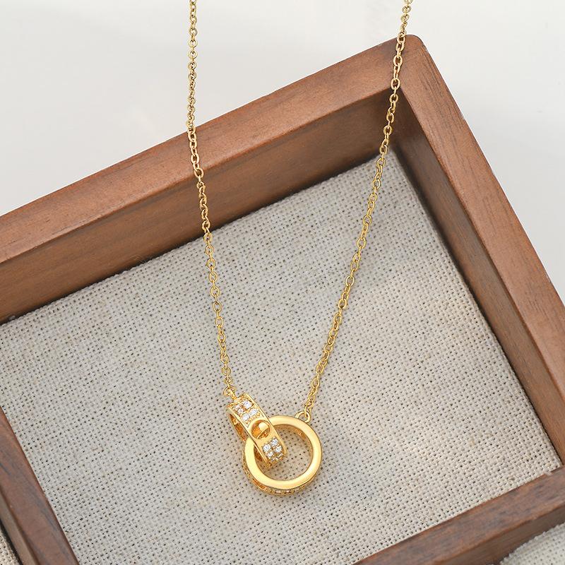 Ожерелья Модный дизайн Sense Двойное кольцо Ожерелье для девочек Подарок для женщин Подвески Модные винтажные кулоны Ювелирные изделия