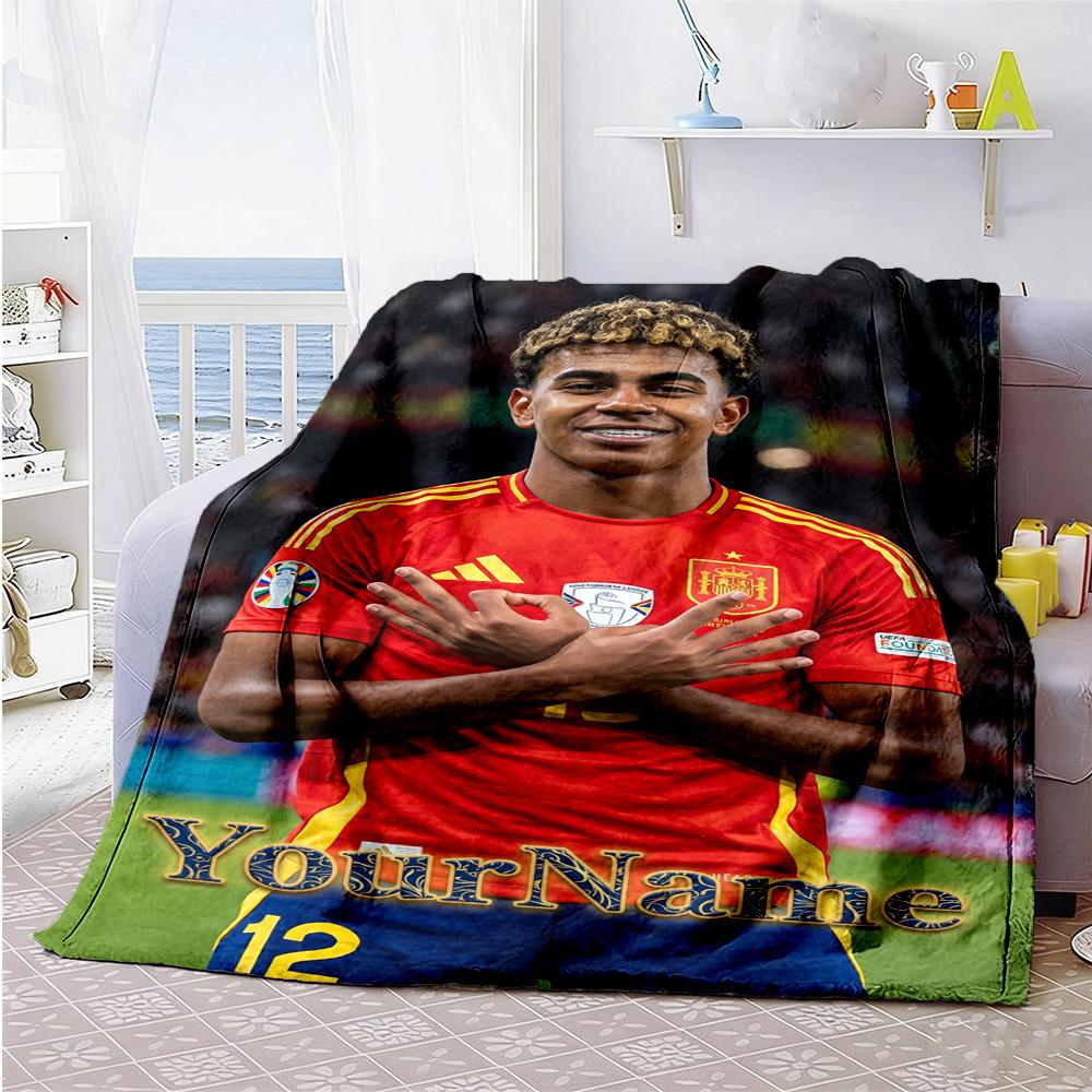Lamine Yamal 32 Personalized Text Blanket Cozy Customizable Blanket Warmthful Decor Suitable for Chair Bedding Picnics Couch Four Seasons Universal