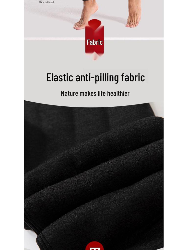 Мужские толстые флисовые брюки из шерсти, хлопка и кашемира, слим-фит - Очень теплые зимние наколенники