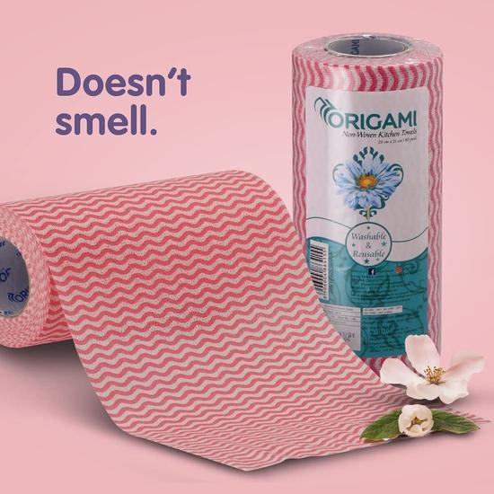 Оригами Нетканый Многоразовый Рулон Кухонных Полотенец - Упаковка из 3 штук (80 отрывов в рулоне, 240 листов)
