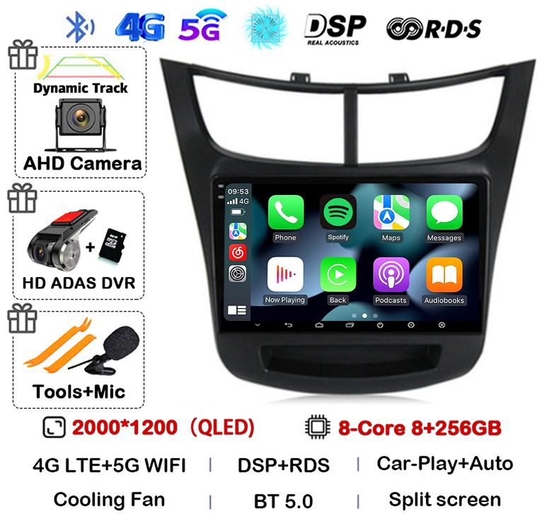 Android 14 Carplay Auto Car Radio For Chevrolet Sail Aveo 2015 2016 2017-2019 Multimedia Stereo Player GPS Navigation 4G WFI DSP