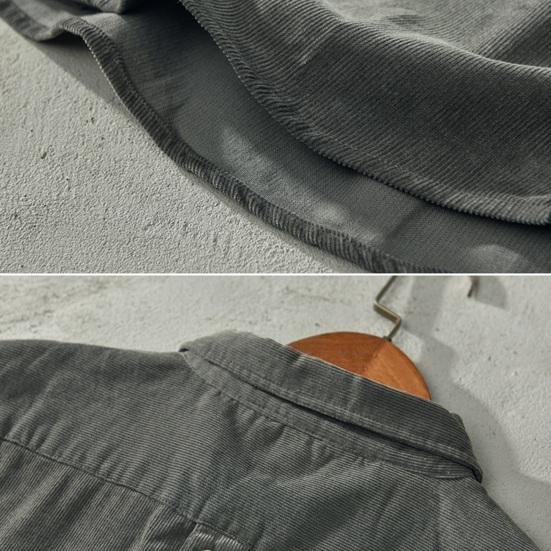 Весенняя мужская рубашка-карго, однобортная, свободная, однотонная, с длинными рукавами, нагрудными карманами, кардиган с отложным воротником, мягкая дышащая вельветовая рубашка, пальто