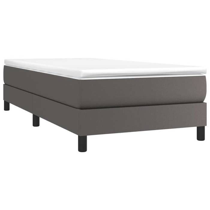 Maison Exclusive - Sommier à lattes de lit avec matelas Gris 100x200 cm Similicuir
