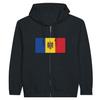 Sweat à capuche - PIXELFORMA - Drapeau Moldavie - Noir - Polyester-Coton - Fermeture éclair