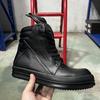 Бренд Мужская Обувь Повседневная Высокий Верх Качество Женские Кроссовки Черные Ботильоны Гео Кожа На Шнуровке Мода Толстая Подошва Плоские На Молнии Кроссовки