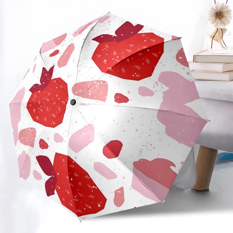 1pc Strawberry Pattern Automatic Folding Umbrella - Portable Collapsible Design, 8-Rib Iron Frame, Durable Fabric yy251125089