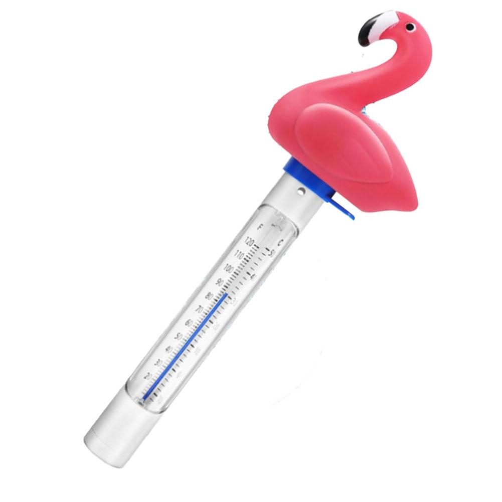 Shatter Resistant Floating Pool Thermometer Pink Flamingo Design With Retrieval Rope For Outdoor Indoor Spa Tub Temperature
