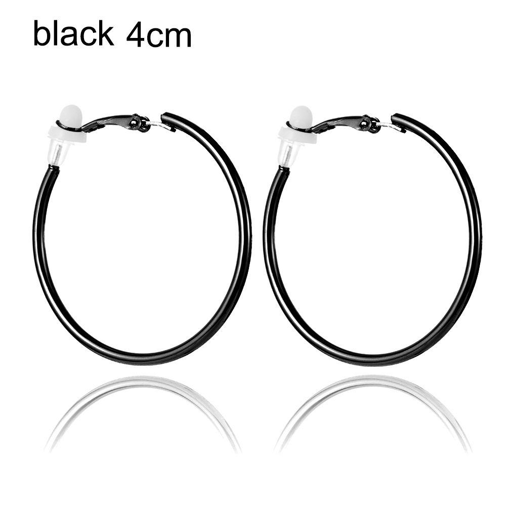 Пара ювелирных изделий золото серебро черный женская мода большой круг клипса на ухо без пирсинга серьги кольца