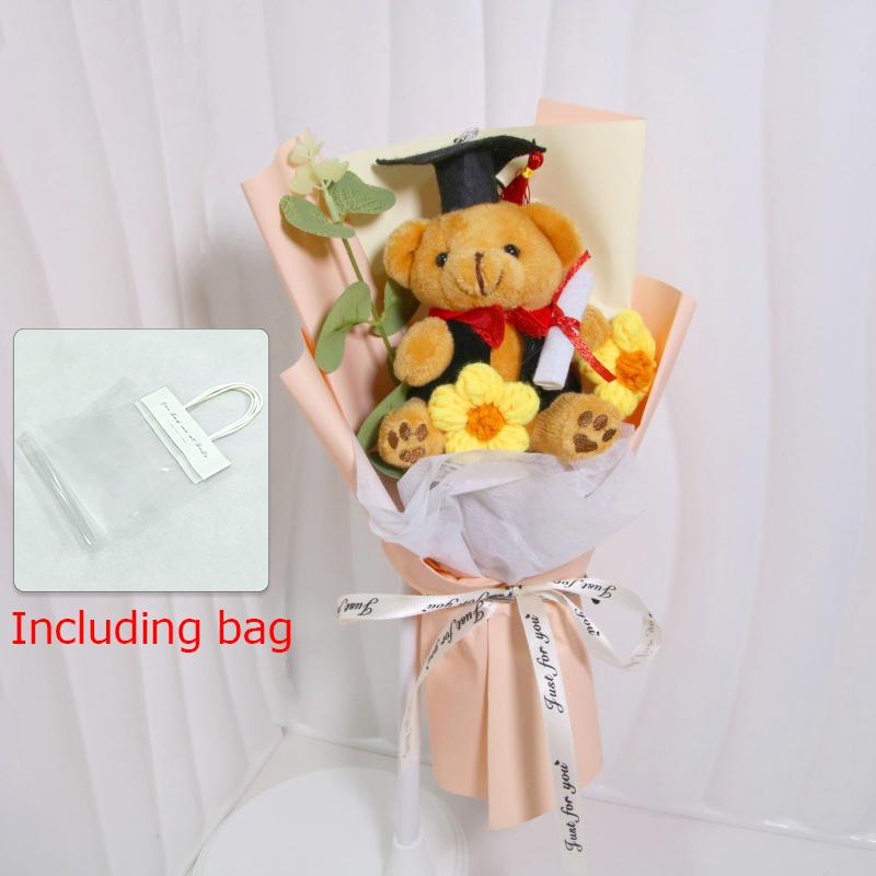 Выпускной сезон вязаный пуховый орнамент бант лента декоративный мультяшный медведь реквизит для фотосессии букет креативный подарок аксессуары