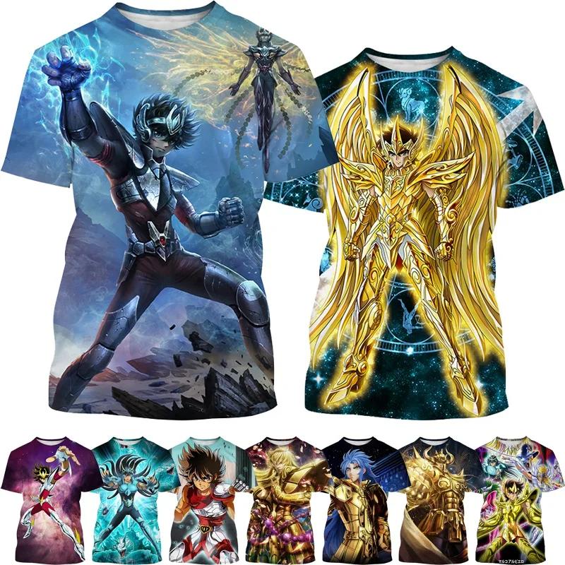 Unisex's Classic Manga Cartoon Casual Harajuku Style Streetwear Top Japanese Anime Saint Seiya Print Short-sleeved T Shirt