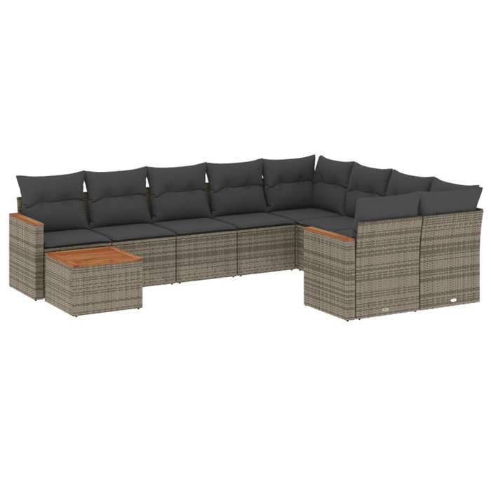 VidaXL Salon de Jardin avec Coussins 10 pcs, Canapés de Terrasse, Ensemble de Meubles de Patio, Mobilier d'Extérieur, Gris 3258721