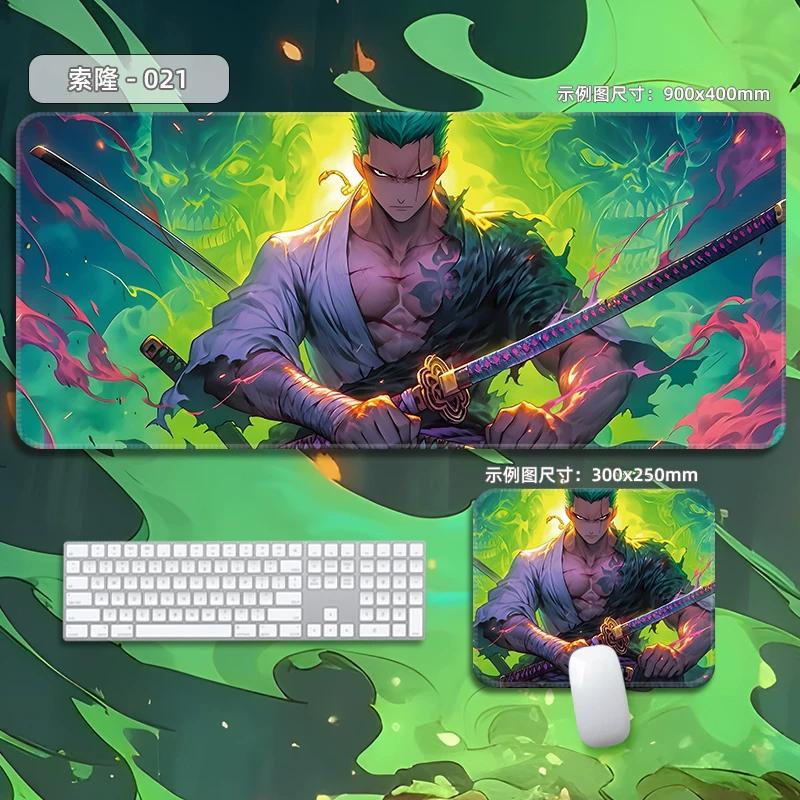 Высококачественный кожаный коврик для мыши Roronoa Zoro ONE PIECE, очень большой, маленький, мультяшный, офисный, игровой, киберспортивный, подкладка для компьютерной клавиатуры, настольный мат, анимационная периферия