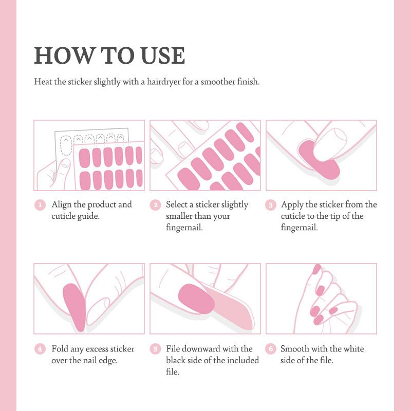 Пастельные полоски для ногтей 24 шт. | Самоклеящиеся типсы-наклейки, Мягкие розовые и лавандовые тона, Быстрый 5-минутный маникюр