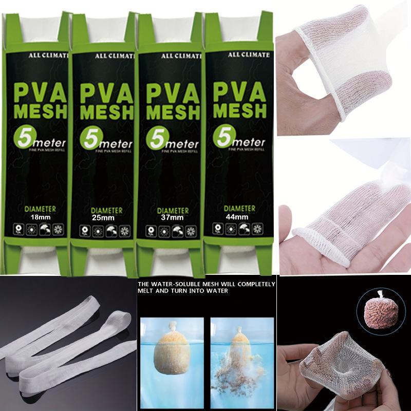 Pva Soluble Mesh Feeder Carp Fishing Lure Refill Rig Hook Bait Wrap Bag 500X18/25/37/44Mm Water Soluble Bait Thrower For Fishing