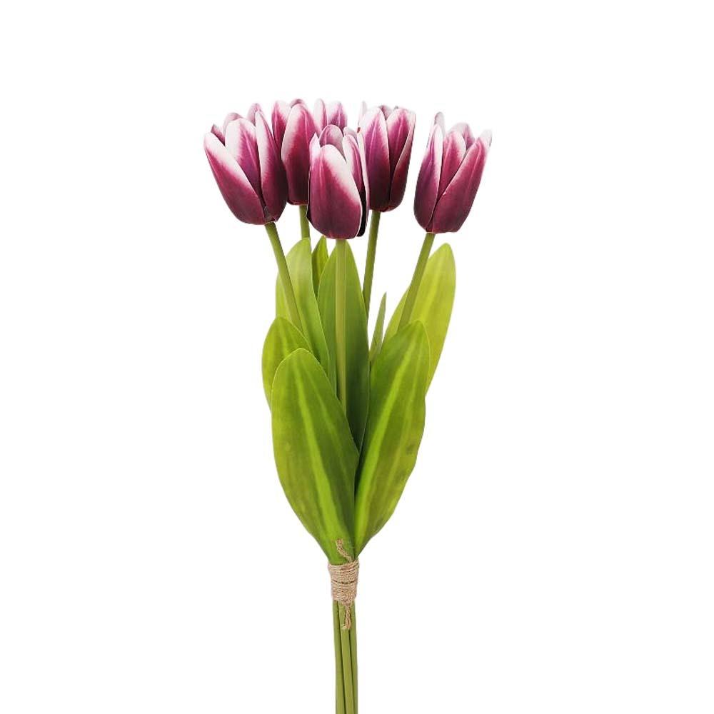 Real Touch Artificial Tulip Flowers Realistic Handmade Simulation Big Tulip 5-Heads 52 cm Faux Tulip Branch Dining Table
