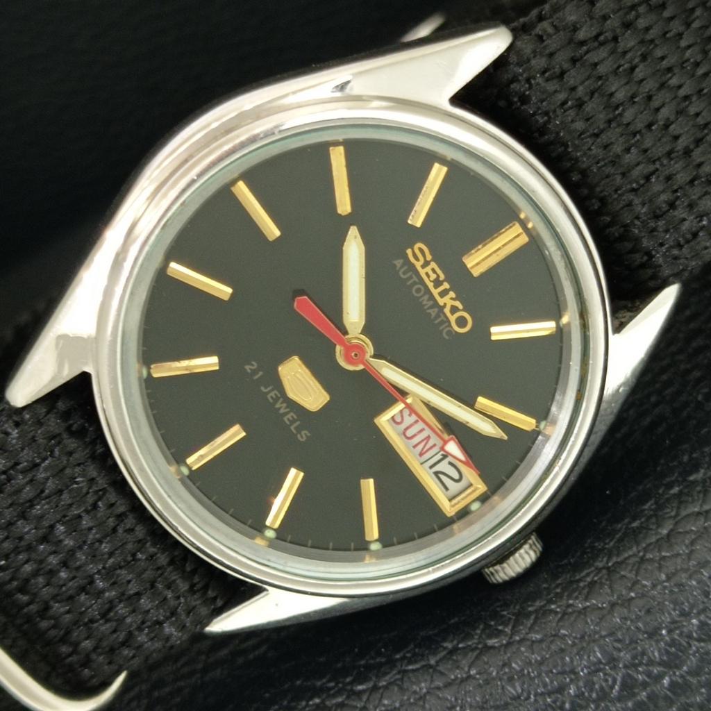 ВИНТАЖНЫЕ АВТОМАТИЧЕСКИЕ ЧАСЫ SEIKO 5 6319A ЯПОНИЯ МУЖСКИЕ ЧЕРНЫЙ ЦВЕТ ЦИФЕРБЛАТ a708367-1