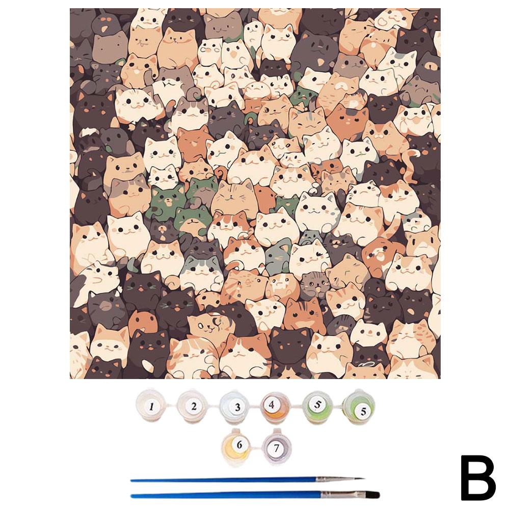 Creative Cute DIY Digital Oil Painting Cat Puppy Hand-painted Filled Oil Painting Patience And Concentration Training Home Decor