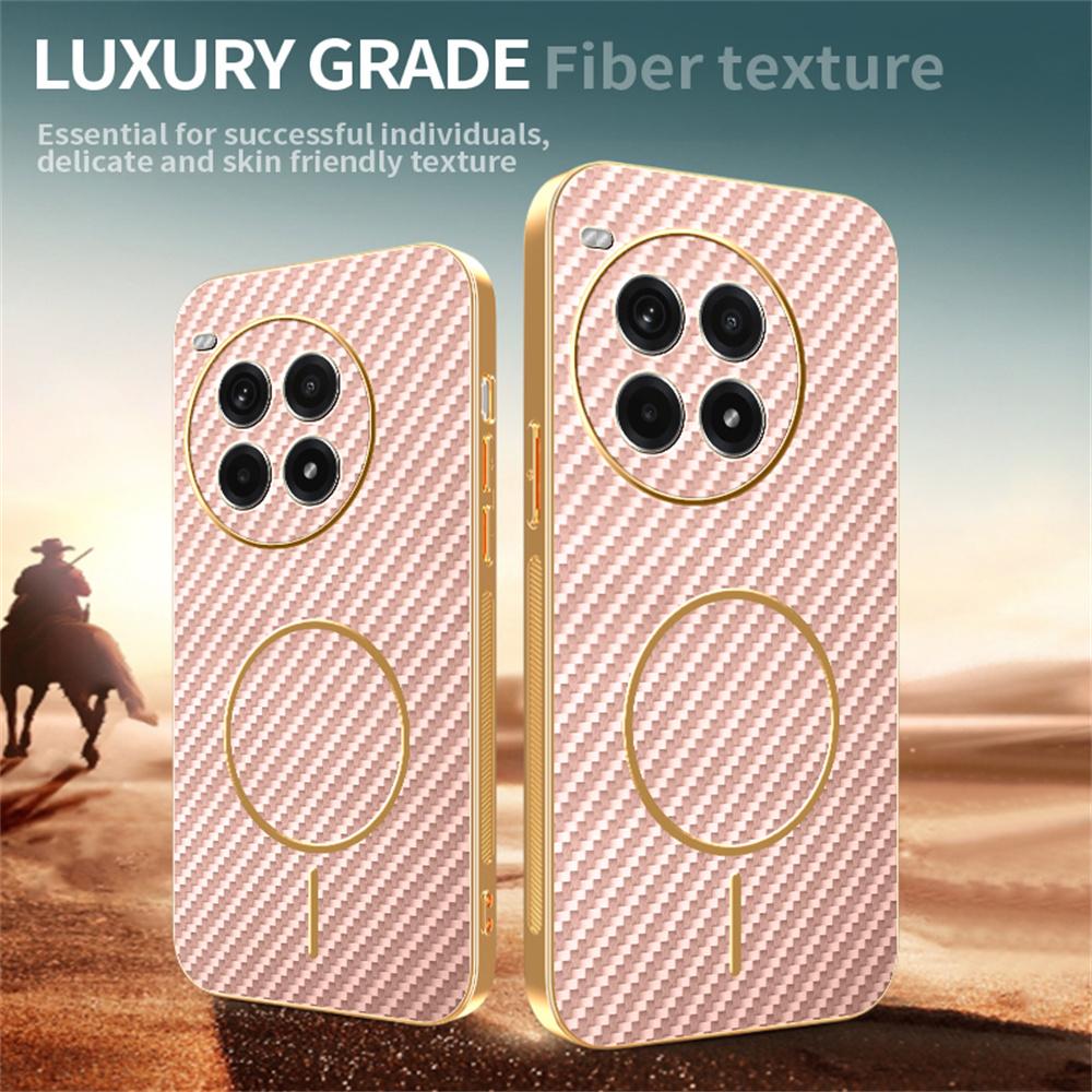 For OnePlus Ace 3 Pro 5G Phone Case Carbon Fiber Textured Electroplated TPU Back Cover