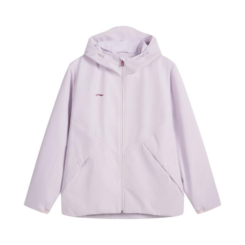 Li-Ning Solid Color Logo Loose Windbreaker Hoodie Women Outerwear Cloud-Purple AFDVJ46-2