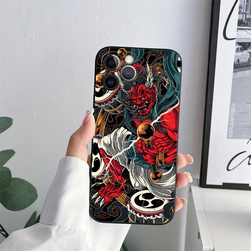 Japan Samurai Demon Anime Phone Case for iPhone 11 15 Pro Max Case Coque 14 Plus 13 Pro 12 11 X XS XR 7 8 SE 2020 TPU Soft Cover