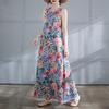 Dimanaf 2025 Women Summer Dress Ladies Basic Long Linen Flower Dress  8131