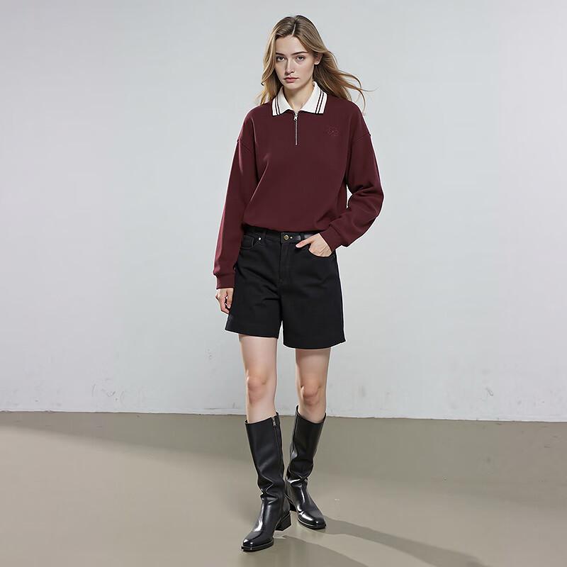 Women's Fleece-Lined Color-block Polo Sweatshirt