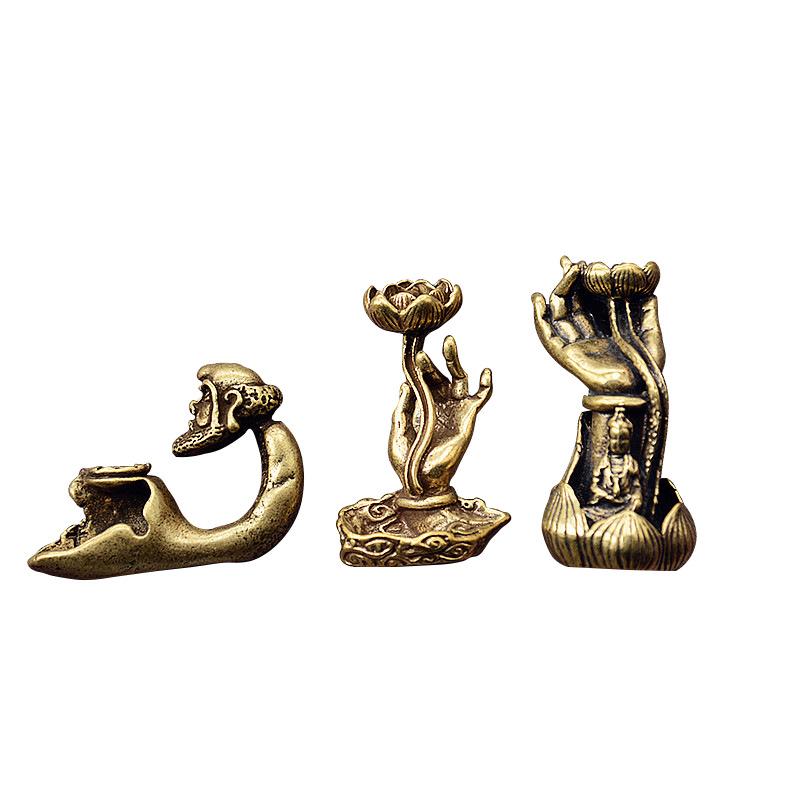 Copper Backflow Incense for Burner Buddha Hand Lotus Incense Base Elegant Incense Holder for Home Yoga Aromatherapy Relaxation