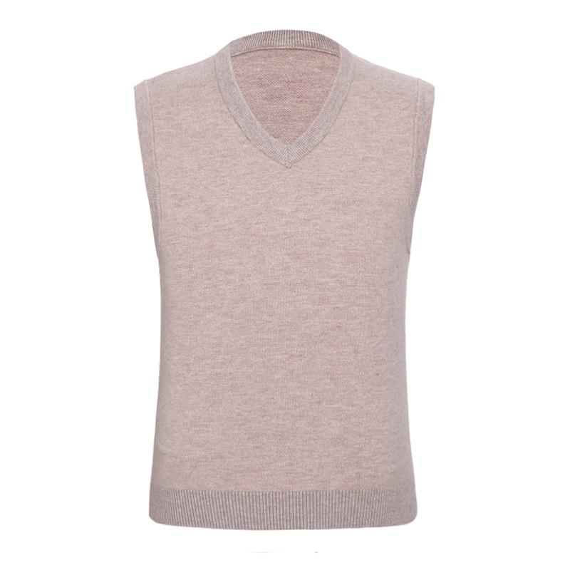 Men's Plus Size Cashmere V-Neck Sweater Vest - Thickened Middle-Aged Business Casual Style 2025