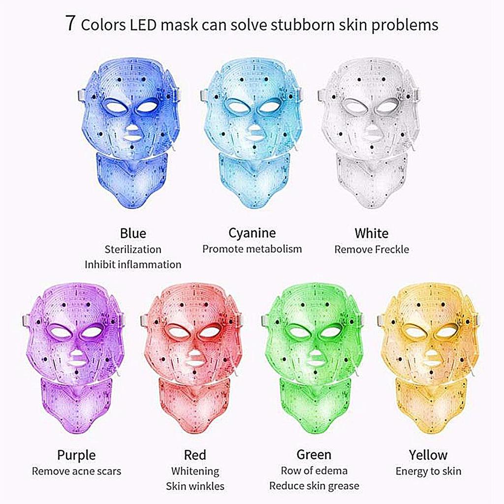 7 Colors Led Facial Mask Machine Light Photon Therapy Acne Face And Neck Set Beauty Led Light Treatment Skin Rejuvenation